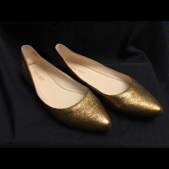 Nine West Shoes - Nine West-Metallic Gold Flats, Size-7.5